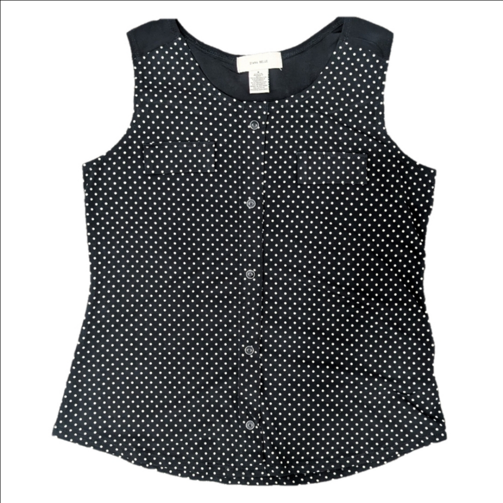 Diana Belle Sleeveless Flowy Polkadot Blouse